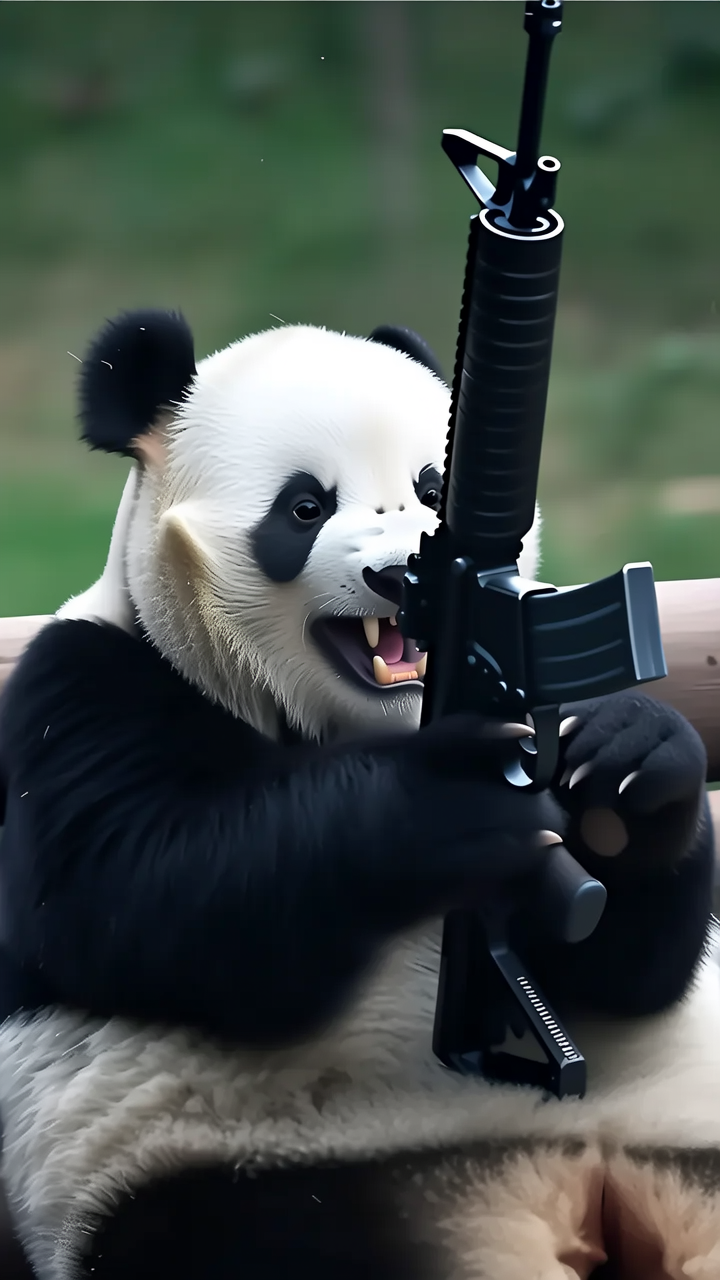 熊猫打枪，