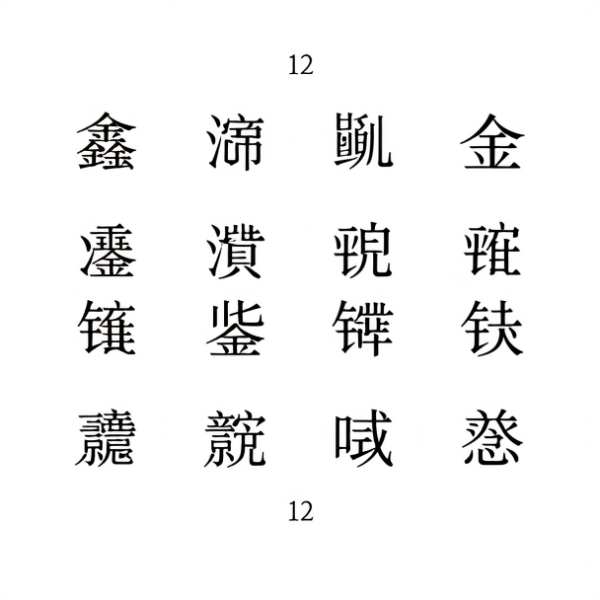 12笔画带金的字有哪些字