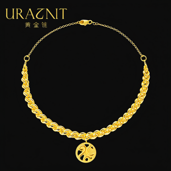 黄金花项链图片