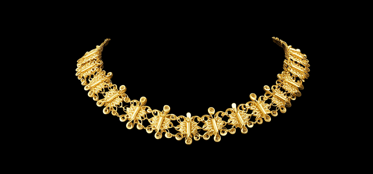 复古黄金项链图片