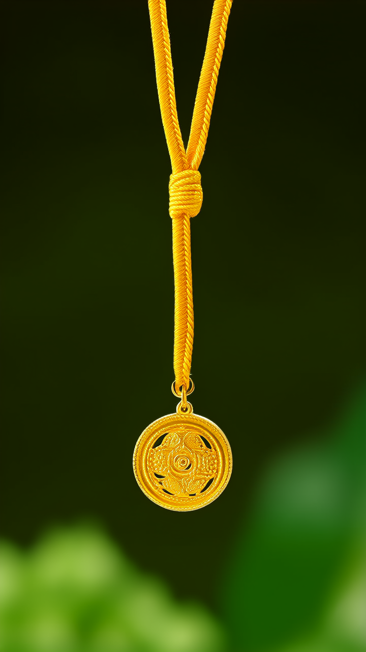 绳子黄金吊坠图片