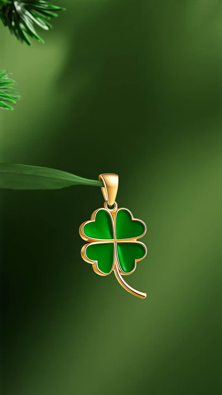 黄金四叶草吊坠图片