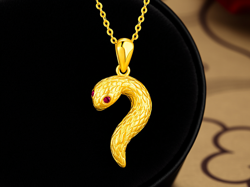 黄金生肖蛇吊坠图片